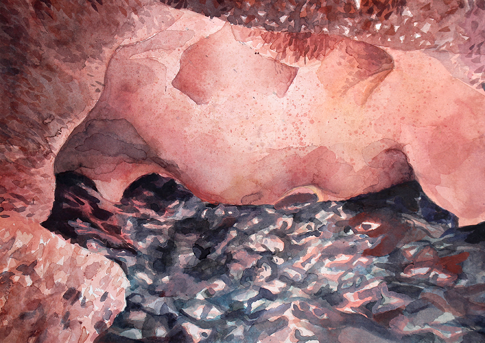 'Cave', Watercolour on archival cotton paper, 310 x 410mm, 2020