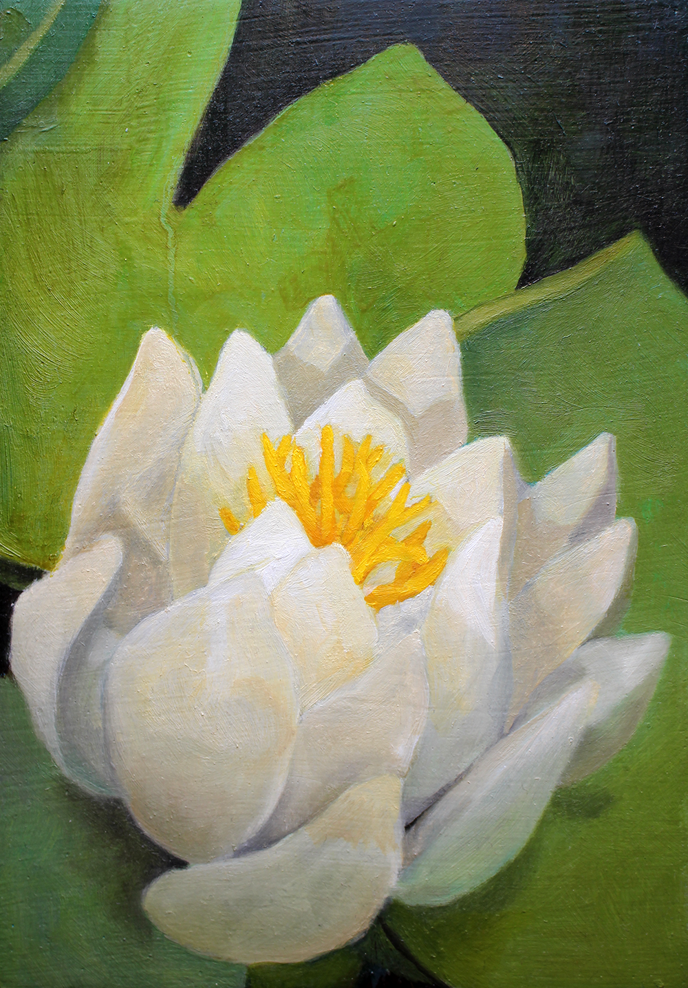 'Lily', Oil on oak block, 200 x 145mm, 2021
