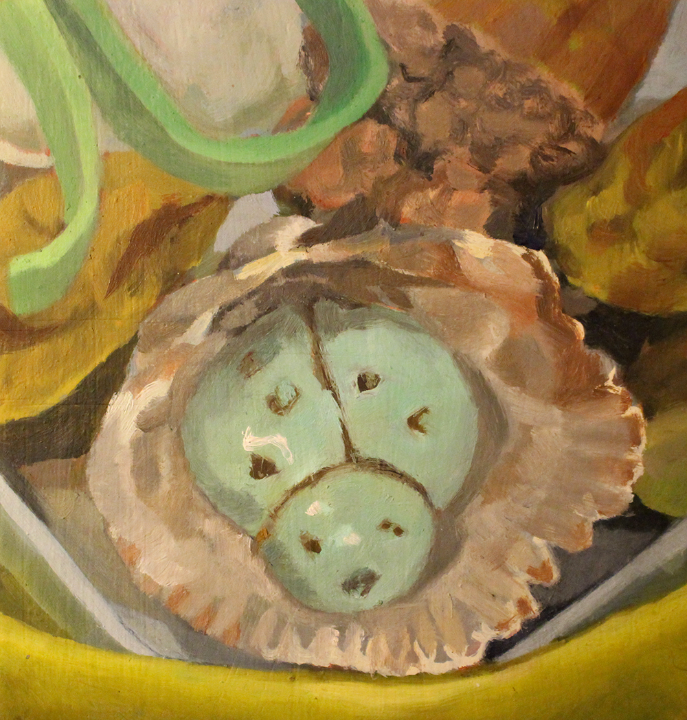 'Bead', Oil on oak block, 145 x 145mm, 2020, SOLD