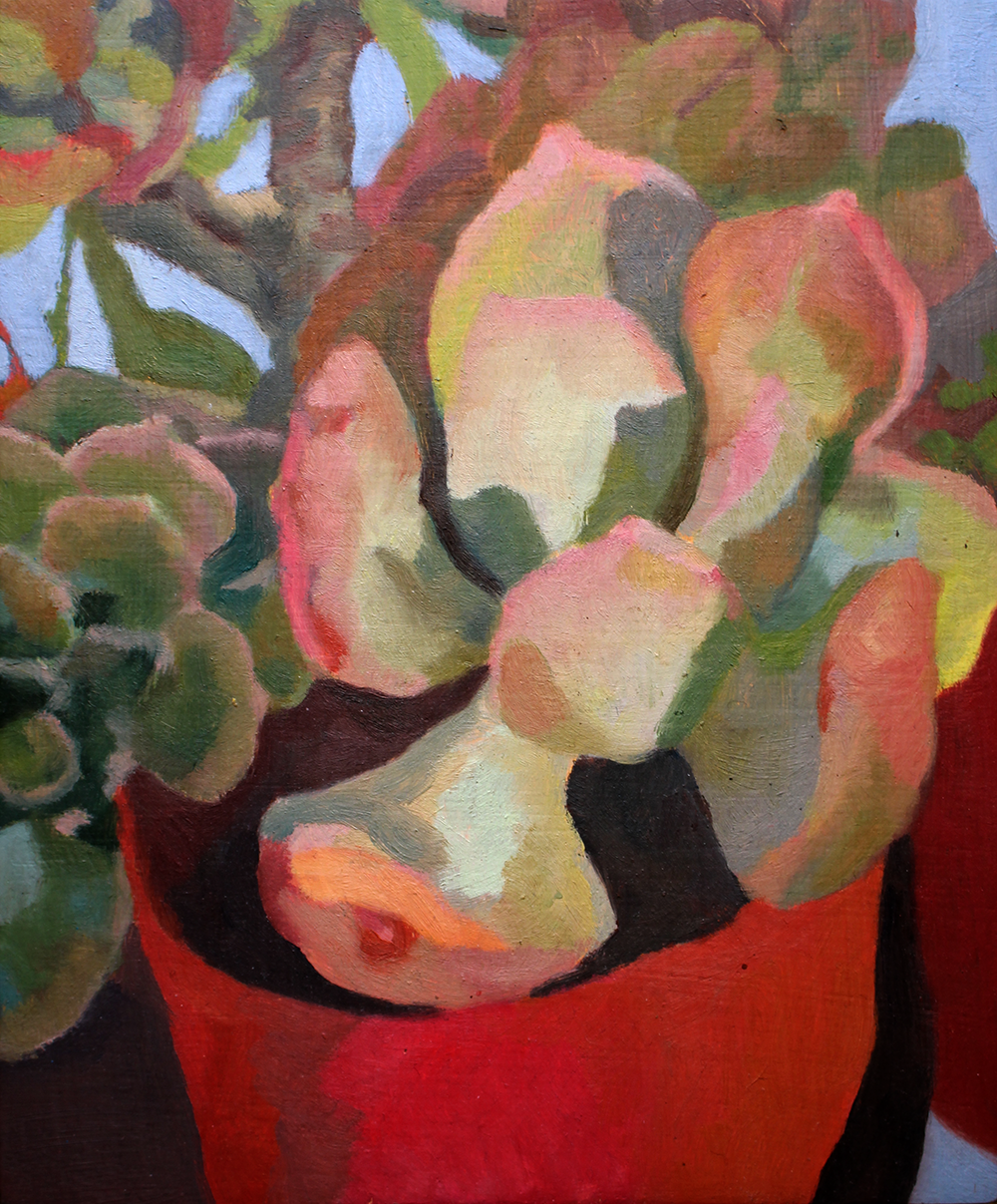 'Succulent', Oil on oak block, 200 x 145mm, 2020